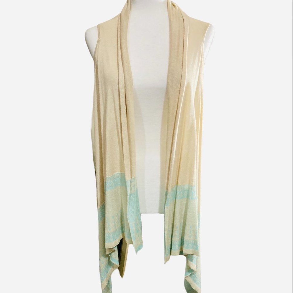 Roommates Sleeveless Asymmetrical Cream Soft Knit Vest Cardigan